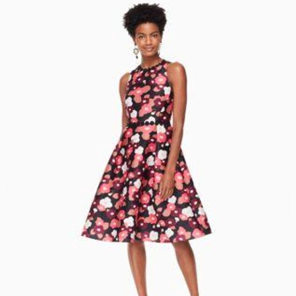 NWT Kate Spade Blooming Mikado Fit and Flare Midi Dress Size 6 Vibrant Floral